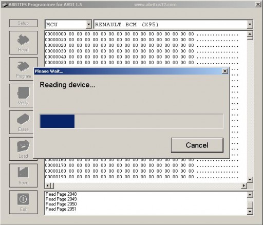 ABRITES Programmer for AVDI - Процесс чтения прошивки BCM
