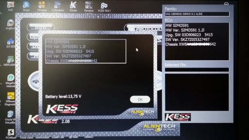 Skoda Fabia 1.2L BBM Simos 9.1 - Идентификация блока, загрузчиком KESS V2