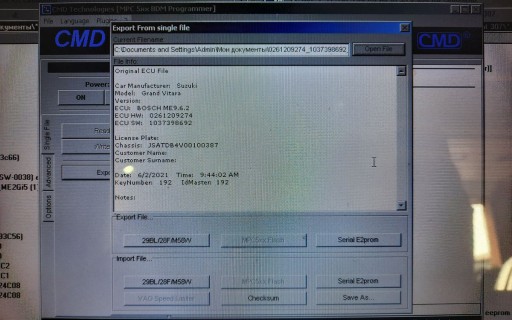 ECU Bosch ME9.6.2 FLASH memory S29CD016J Export File