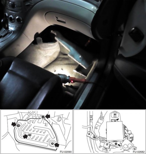 Subaru Tribeca - Расположение ЭБУ двигателя
